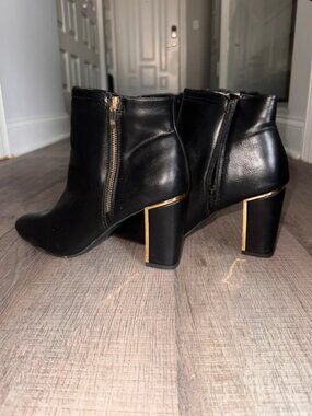 Black and gold ankle boot